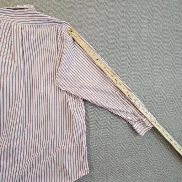 Brooks Brothers 346 Shirt Men's 18 34/35 Red White Stripe Long Sleeve Luxury EUC - Picture 12 of 13